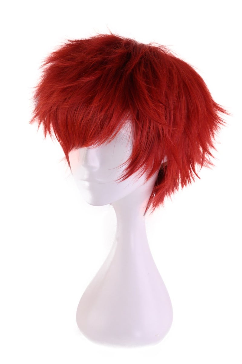 HH Building Short Layered Curly Anime Fashionable Cosplay Costume Wig Red Hair 12 Inch - Image 2