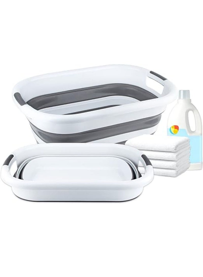 Foldable plastic laundry basket with handles, space saving - Image 3