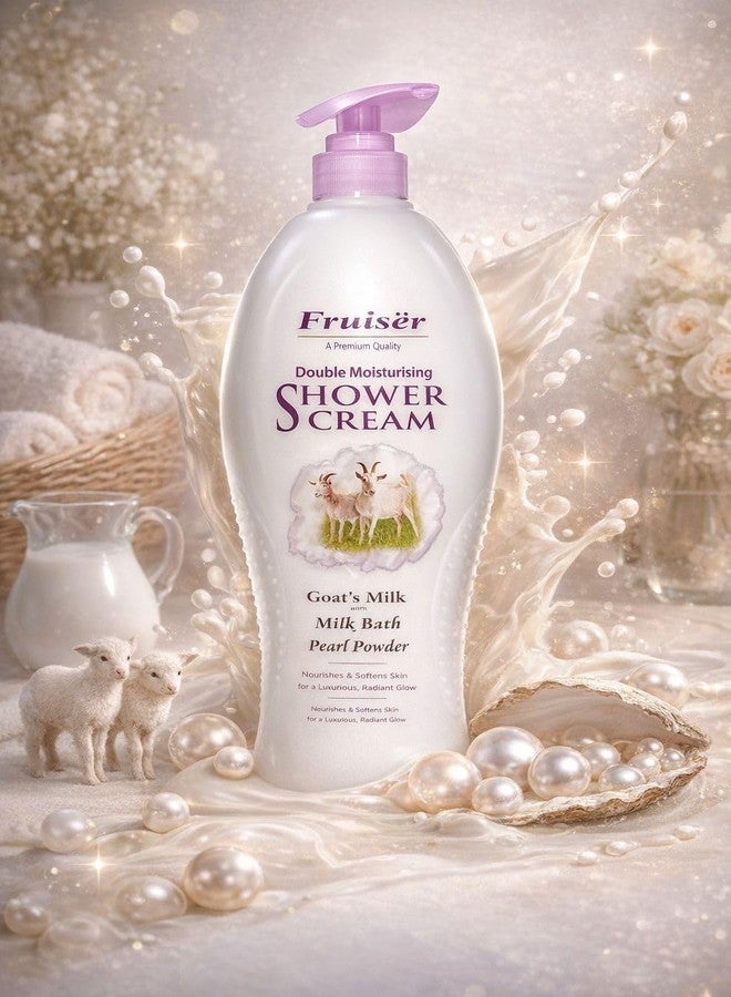 فروزير كريم استحمام فرويزر بحجم عائلي | غسول للجسم مرطب ومغذي | جل استحمام مرطب لطيف للاستخدام اليومي للبشرة الجافة والحساسة | منظف استحمام بتركيبة كريمية غنية | 1000 مل (حليب الماعز + مسحوق اللؤلؤ) - Image 5