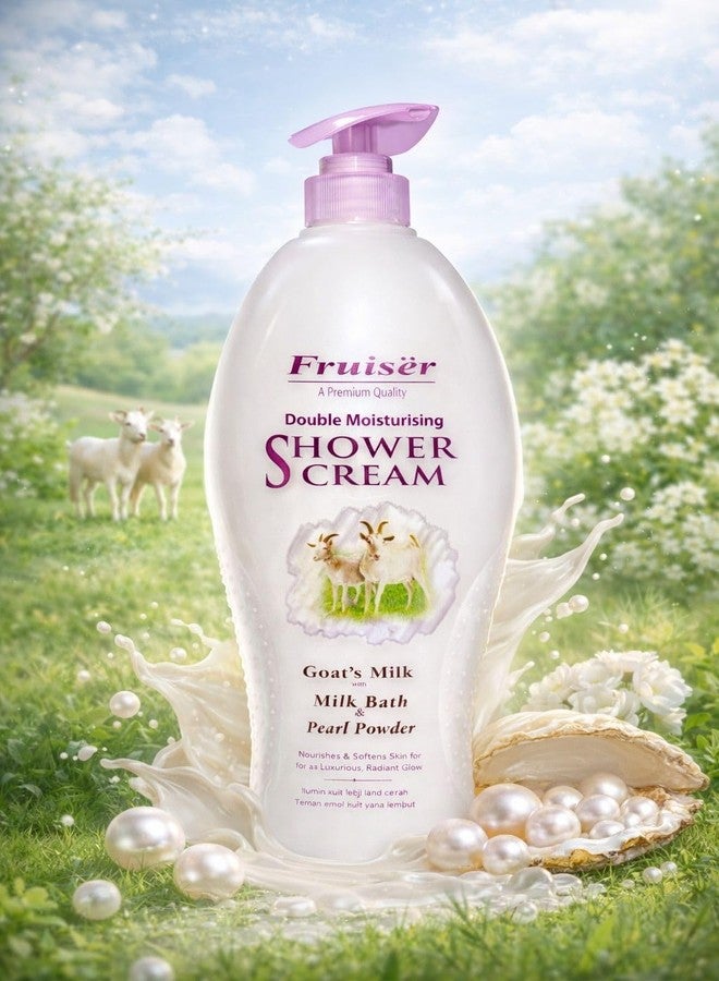 فروزير كريم استحمام فرويزر بحجم عائلي | غسول للجسم مرطب ومغذي | جل استحمام مرطب لطيف للاستخدام اليومي للبشرة الجافة والحساسة | منظف استحمام بتركيبة كريمية غنية | 1000 مل (حليب الماعز + مسحوق اللؤلؤ) - Image 4