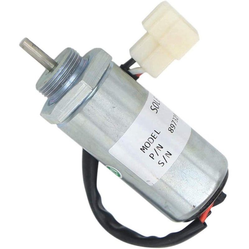Fuel Solenoid: Durable Metal Construction - Silver Finish Shutoff Valve for Excavator EX400 Isuzu 3LD1 3LD2 4LE1 Engine - Image 2