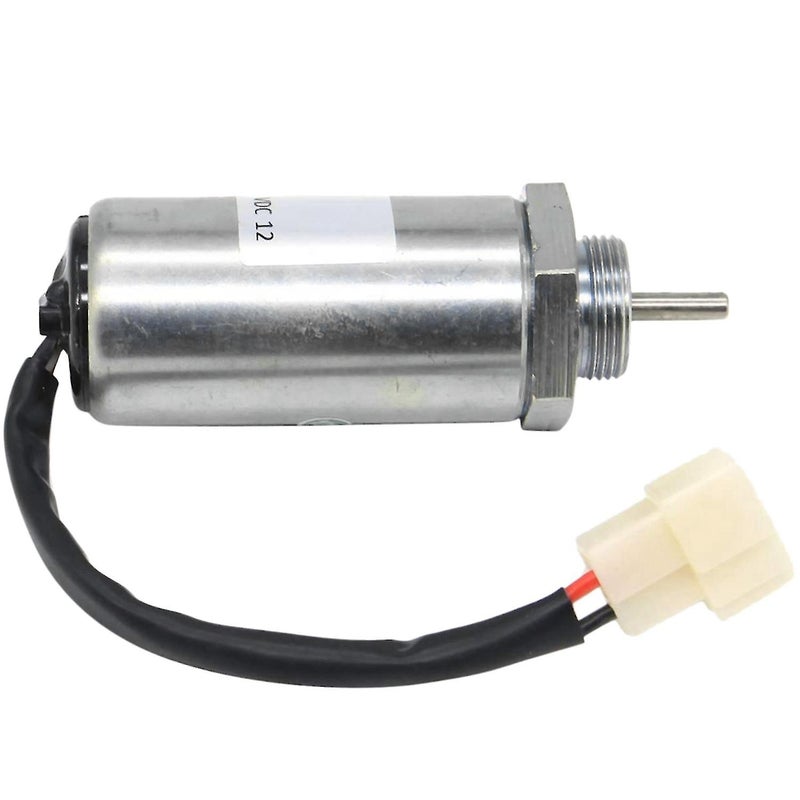 Fuel Solenoid: Durable Metal Construction - Silver Finish Shutoff Valve for Excavator EX400 Isuzu 3LD1 3LD2 4LE1 Engine - Image 1