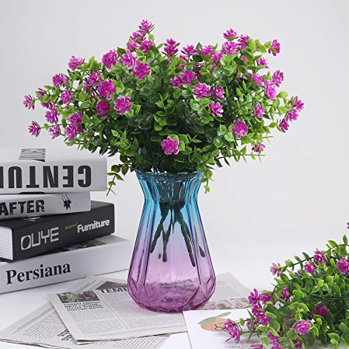RECUTMS 8 Bundles Artificial Flowers Outdoor UV Resistant Plants Fake Greenery Foliage Shrubs for Indoor Outside Hanging Plants No Fade Faux Plastic Plants Garden Porch Window Box Décor (Fuchsia) - Image 4