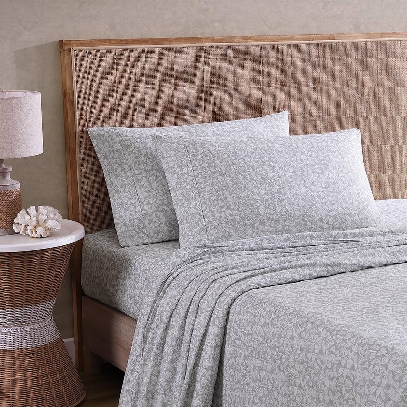 Tommy Bahama- King Sheet Set, Cotton Percale Bedding Set, Crisp & Cool, Stylish Bedding Set (Koya Bay Grey, King) - Image 2