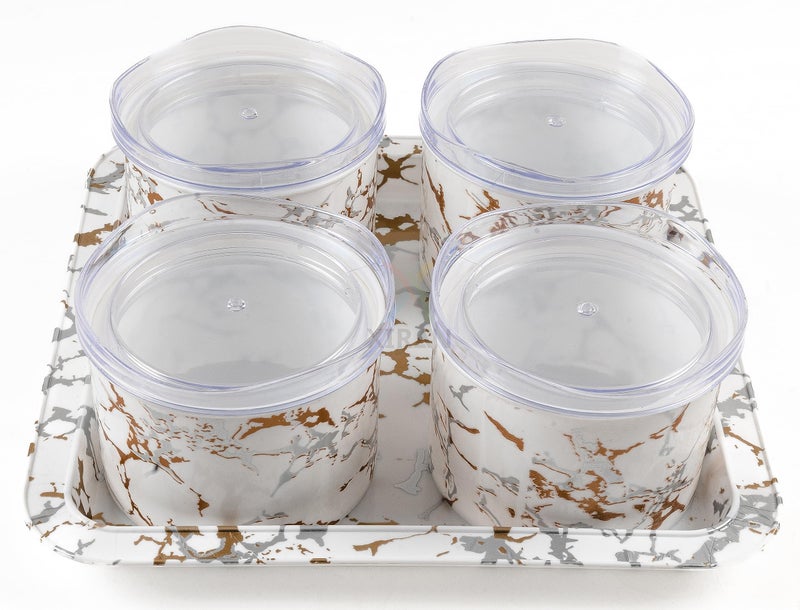 Xiran Airtight Dry Fruit Containers with Lid & Serving Tray, Dry Fruit Box for Serving Sweets, Chocolates, Candy, Pickle, Mukhwas, Kitchen accessories Items (4 Pieces Set, White, Polypropylene) - Image 4