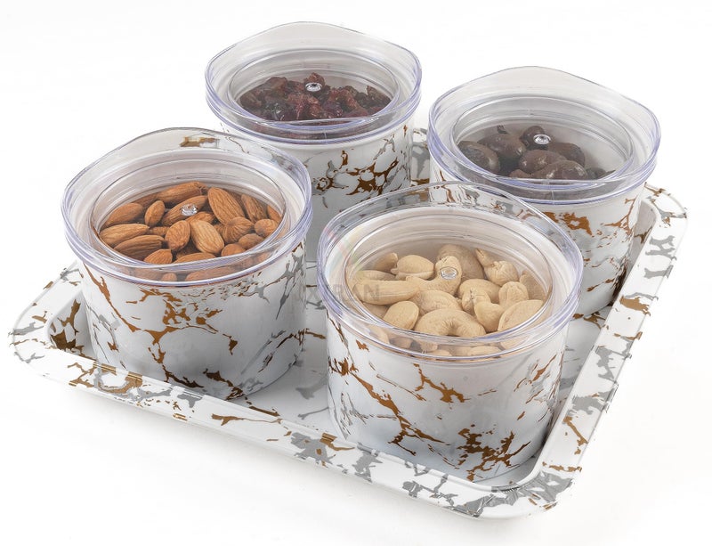 Xiran Airtight Dry Fruit Containers with Lid & Serving Tray, Dry Fruit Box for Serving Sweets, Chocolates, Candy, Pickle, Mukhwas, Kitchen accessories Items (4 Pieces Set, White, Polypropylene) - Image 3