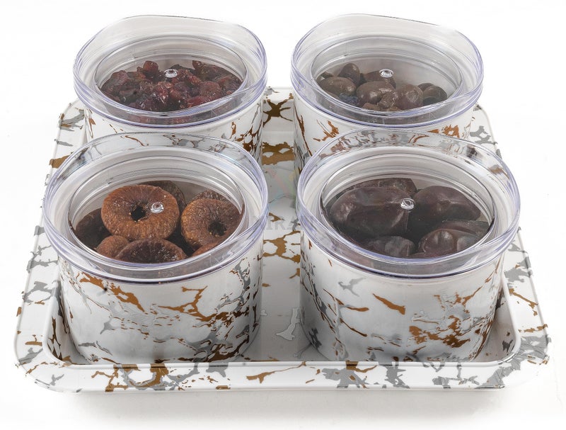 Xiran Airtight Dry Fruit Containers with Lid & Serving Tray, Dry Fruit Box for Serving Sweets, Chocolates, Candy, Pickle, Mukhwas, Kitchen accessories Items (4 Pieces Set, White, Polypropylene) - Image 5
