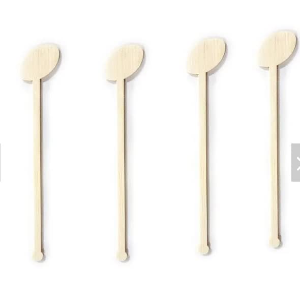 Adaamya® - 6" inch Wooden Disposable Beverage Coin Stirrer for Drink, Cocktail, Coffee/Tea Stirrer for Bar, Restaurants and Cafeterias (100) - Image 2