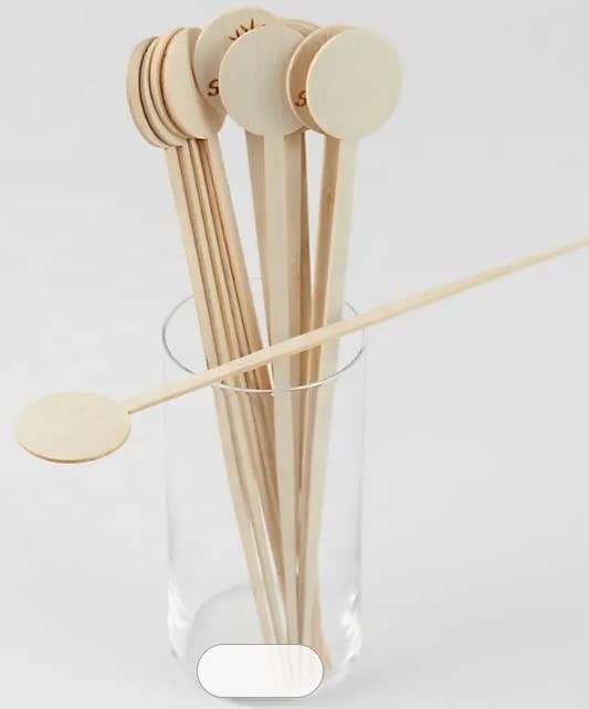 Adaamya® - 6" inch Wooden Disposable Beverage Coin Stirrer for Drink, Cocktail, Coffee/Tea Stirrer for Bar, Restaurants and Cafeterias (100) - Image 3