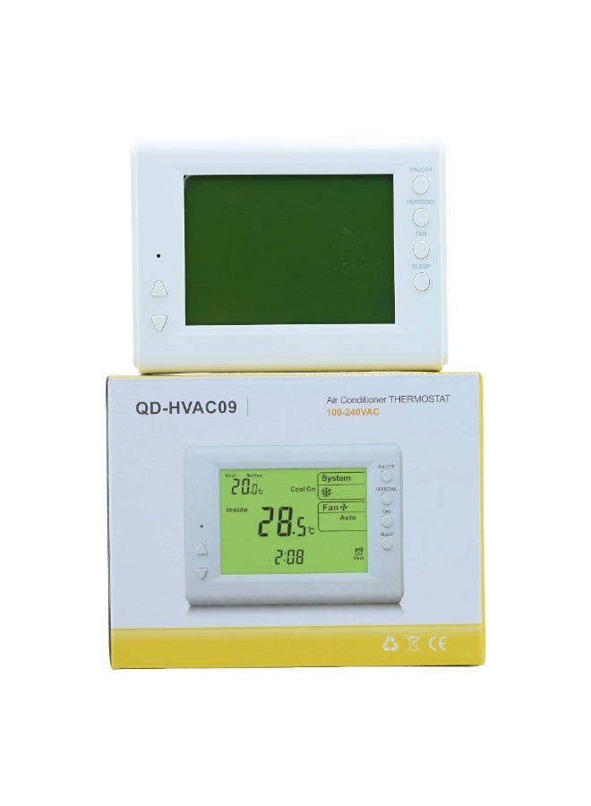 ترموستات تكييف هواء رقمي جداري سلكي QD-HVAC09 | تحكم ذكي في التبريد والتدفئة | شاشة LCD | وضع مروحة تلقائي | 100-240 فولت | مناسب للمنازل والمكاتب - Image 2