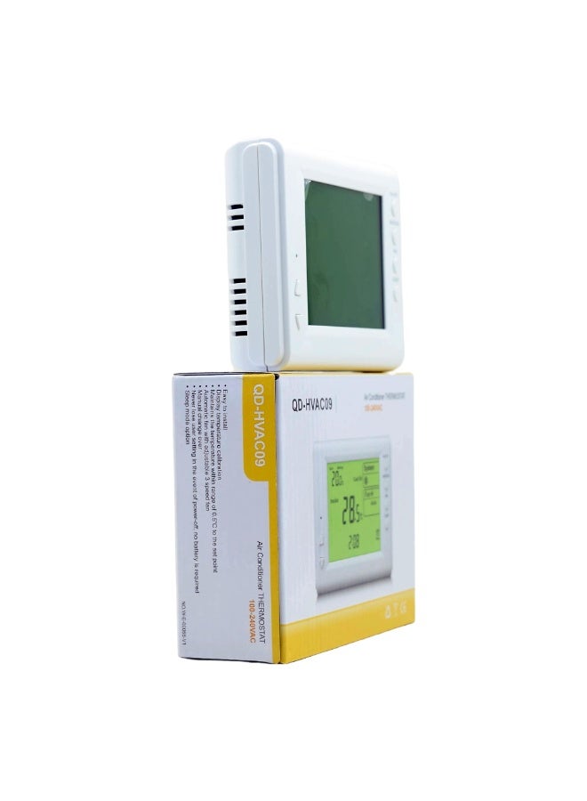 ترموستات تكييف هواء رقمي جداري سلكي QD-HVAC09 | تحكم ذكي في التبريد والتدفئة | شاشة LCD | وضع مروحة تلقائي | 100-240 فولت | مناسب للمنازل والمكاتب - Image 4