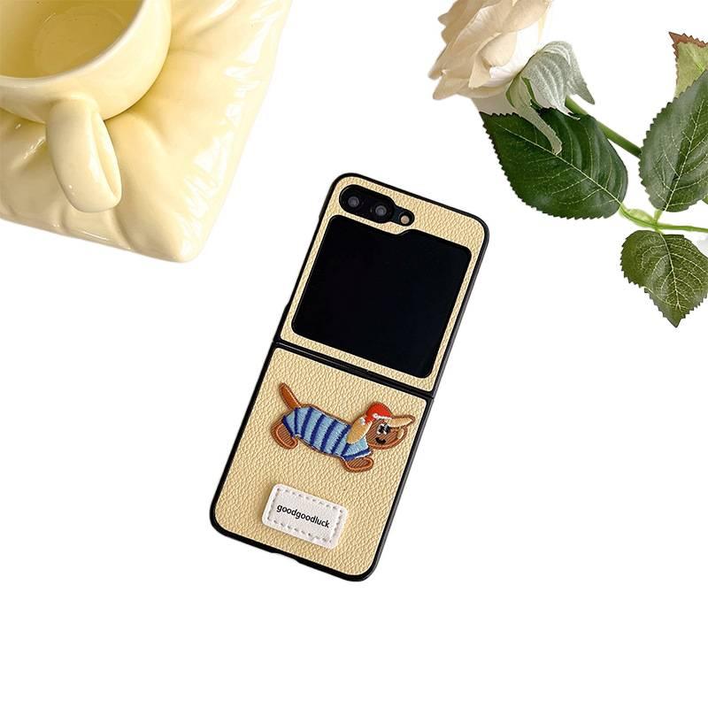 غطاء واقي | نقشة كلب لطيف | حماية من السقوط | مقاوم للصدمات لـ OPPO Find N3 Flip | أصفر - Image 1