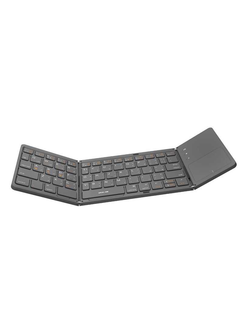 GREEN LION - Foldable Bluetooth Keyboard / Sensitive Touchpad / Comfortable Quiet Typing / Connect x3 Devices / Multi-Function Keys / Universal Compatibility / Ultra Slim Wireless Keyboard - Grey - Image 1