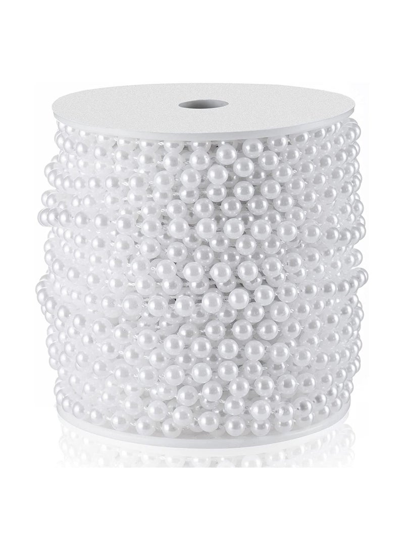 NIBEMINENT Craft String Pearls 6MM Pearl Bead, 10M White Faux Garland Spool Roll Strand Wedding Party Decoration - Image 1