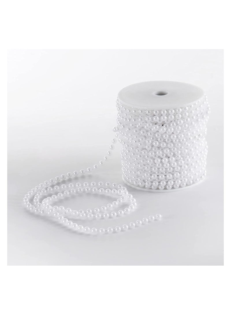 NIBEMINENT Craft String Pearls 6MM Pearl Bead, 10M White Faux Garland Spool Roll Strand Wedding Party Decoration - Image 2