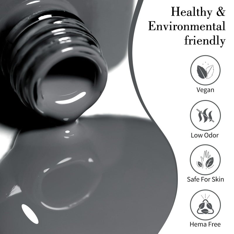 CANNI Gray Gel Nail Polish, 1Pcs Grey Nail Polish Gray Color High Gloss Soak Off U V Gel Nail French Nail Manicure Salon DIY - Image 2