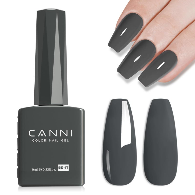 CANNI Gray Gel Nail Polish, 1Pcs Grey Nail Polish Gray Color High Gloss Soak Off U V Gel Nail French Nail Manicure Salon DIY - Image 1