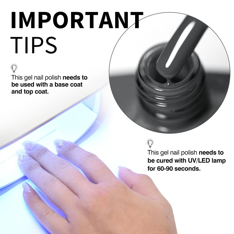 CANNI Gray Gel Nail Polish, 1Pcs Grey Nail Polish Gray Color High Gloss Soak Off U V Gel Nail French Nail Manicure Salon DIY - Image 4