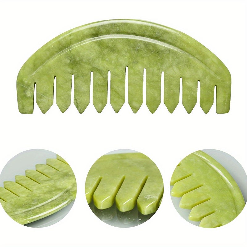 Natural Square Type Comb Jade Head Massage Comb Scalp Massager Hair Comb For Scalp Care Relaxation - Image 5