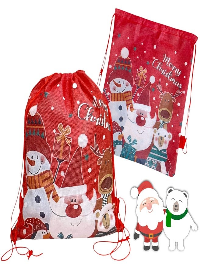 AMANVANI Christmas Candy Gift Cookie Bags Drawstring Bags Xmas Treat Bag, Santa Claus Bag Potli for Gift, Drawstring Bag, Birthday Return Gift Bag for Boys and Girls (10pcs) - Image 2