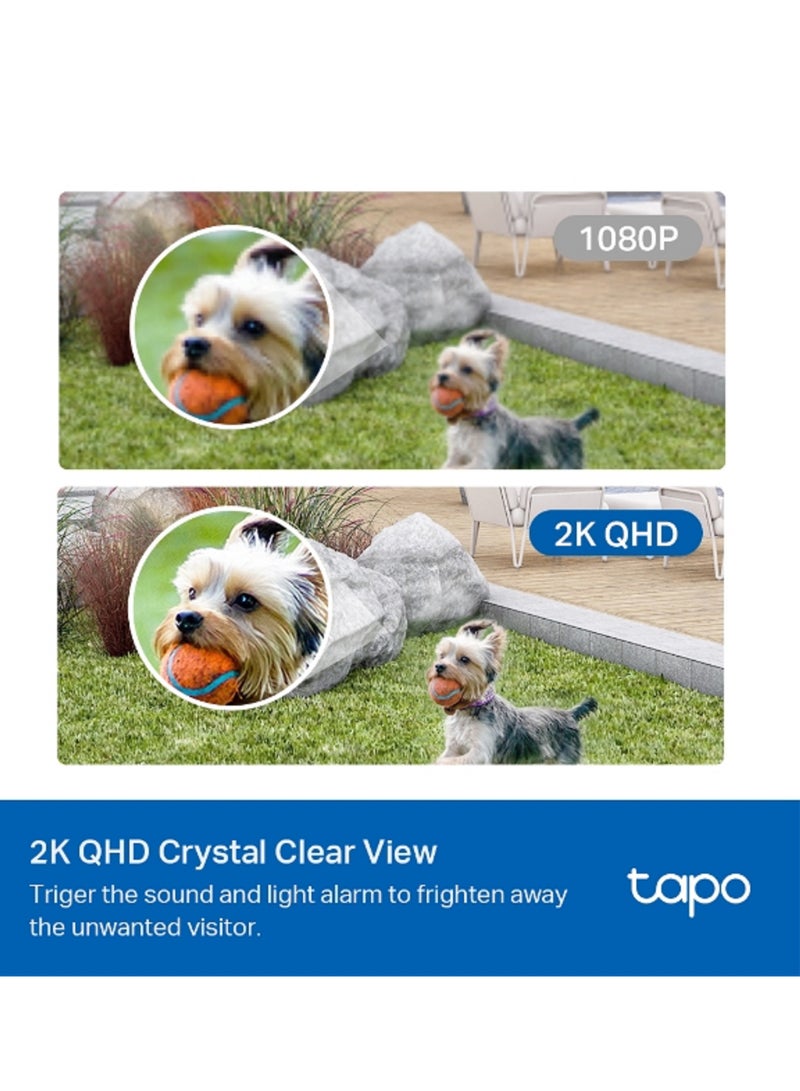 تي بي لينك نظام كاميرا أمان ذكي خالٍ من الأسلاك من Tapo C420S2، نظام كاميرتين، دقة 2K QHD، عمر بطارية 180 يومًا، رؤية ليلية كاملة الألوان، اكتشاف الذكاء الاصطناعي الذكي، وضع خالٍ من الأسلاك، مقاوم للماء والغبار IP65 - Image 3