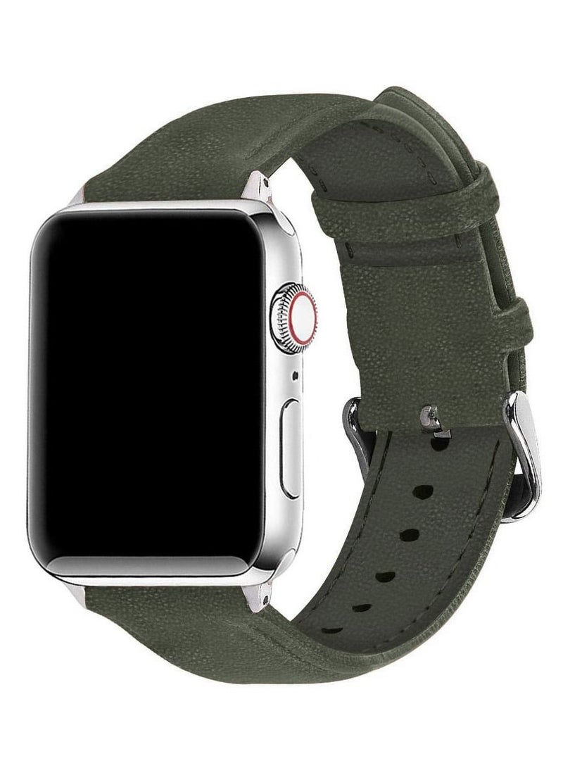 CATANES Apple Watch Band 41mm/40mm/38mm Premium Leather Band Buckle Strap Wristband Olive Green 