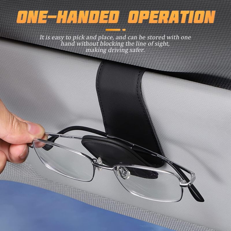 Multifunctional Eyeglass Holder: Carbon Fiber Black, Magnetic Suction Design - Scratch-resistant Microfiber Material, Quick Install Car Storage for Vehicle Sun Visor Travel Use - Image 4