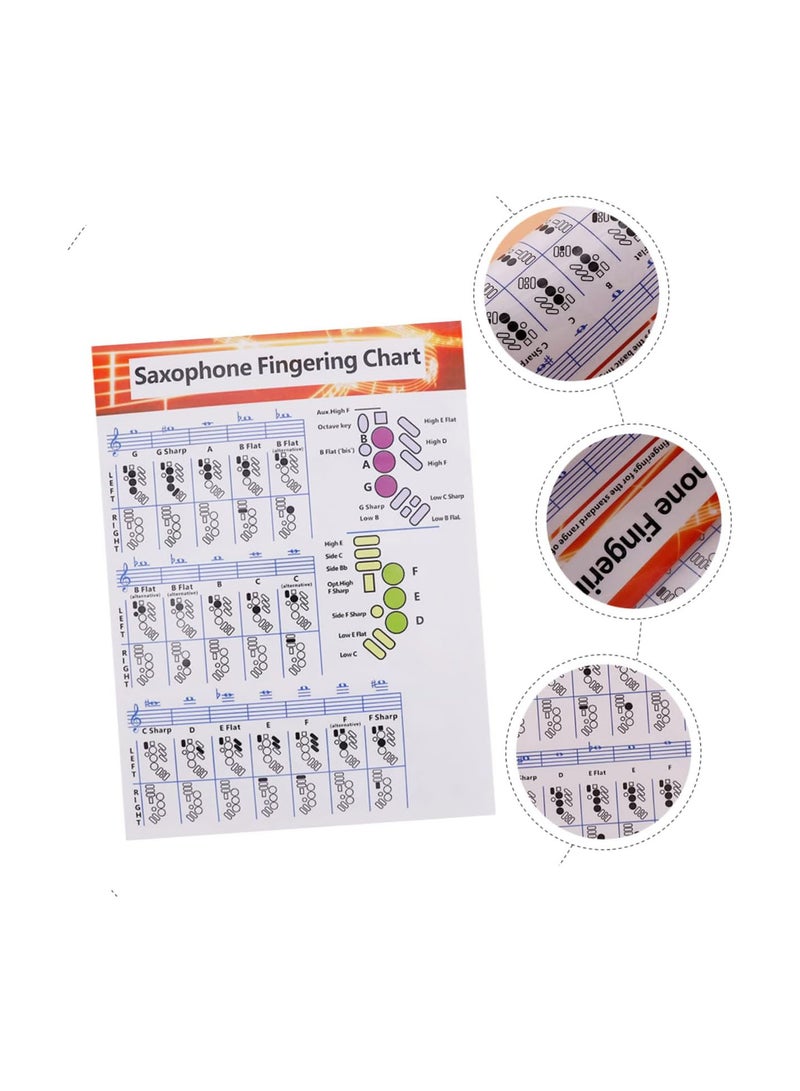 GGOOT saxophone reference poster saxophone scales saxophone trill chart mha poster ukelele chord poster music stickers Saxophone Fingering Diagram coated paper Guitar Fingerboard As Shown - Image 2