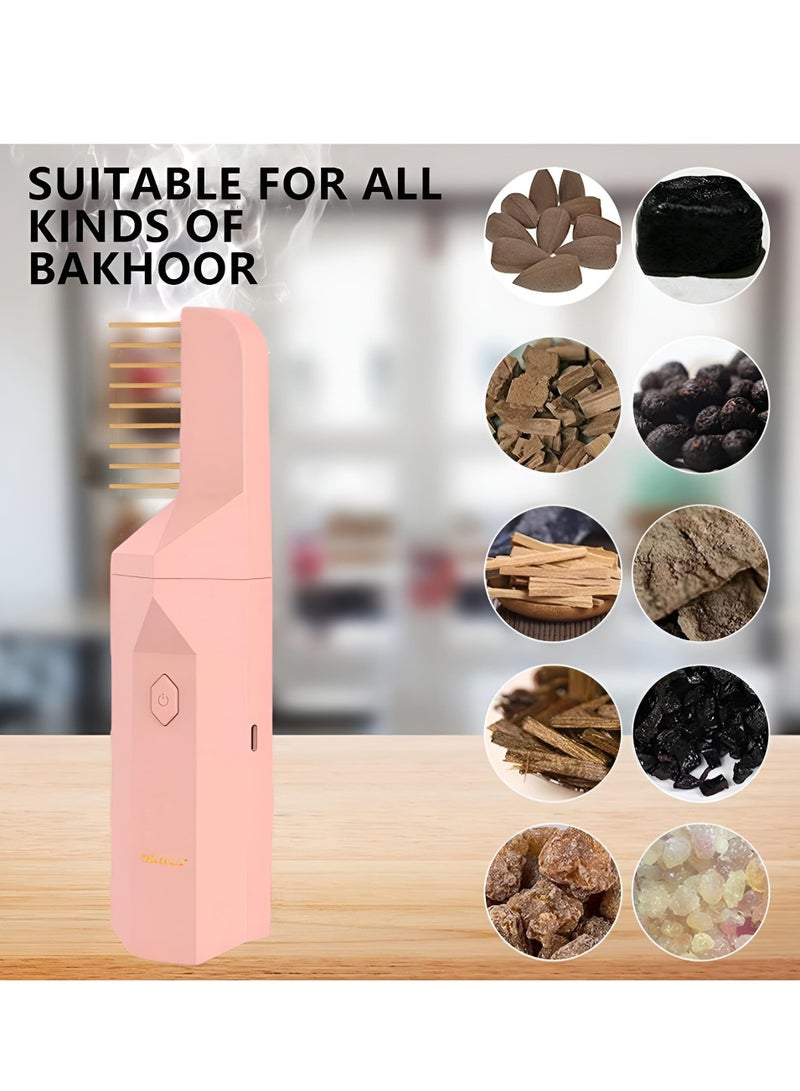 BORTONY Electric Bukhoor Burner, Arabian Electronic Incense Burner 2 in 1, Usb Rechargeable Hair Comb Electric Bakhoor for Home, Incense Burner Aromatherapy Machine Muslim Ramadan Aroma Diffuser - Image 4