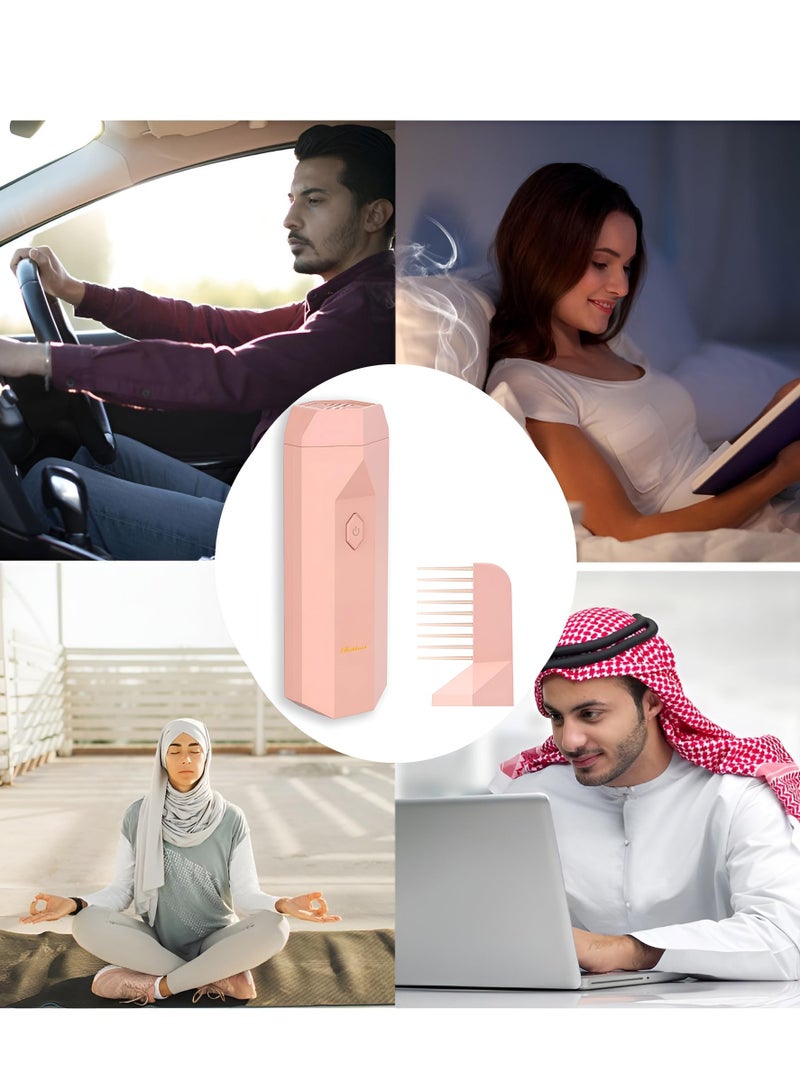 BORTONY Electric Bukhoor Burner, Arabian Electronic Incense Burner 2 in 1, Usb Rechargeable Hair Comb Electric Bakhoor for Home, Incense Burner Aromatherapy Machine Muslim Ramadan Aroma Diffuser - Image 5