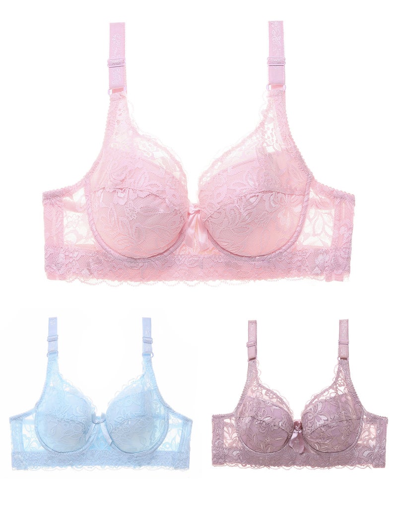 Women Lace Bra with Underwire Thin Padded Plus Size Bras - Image 2