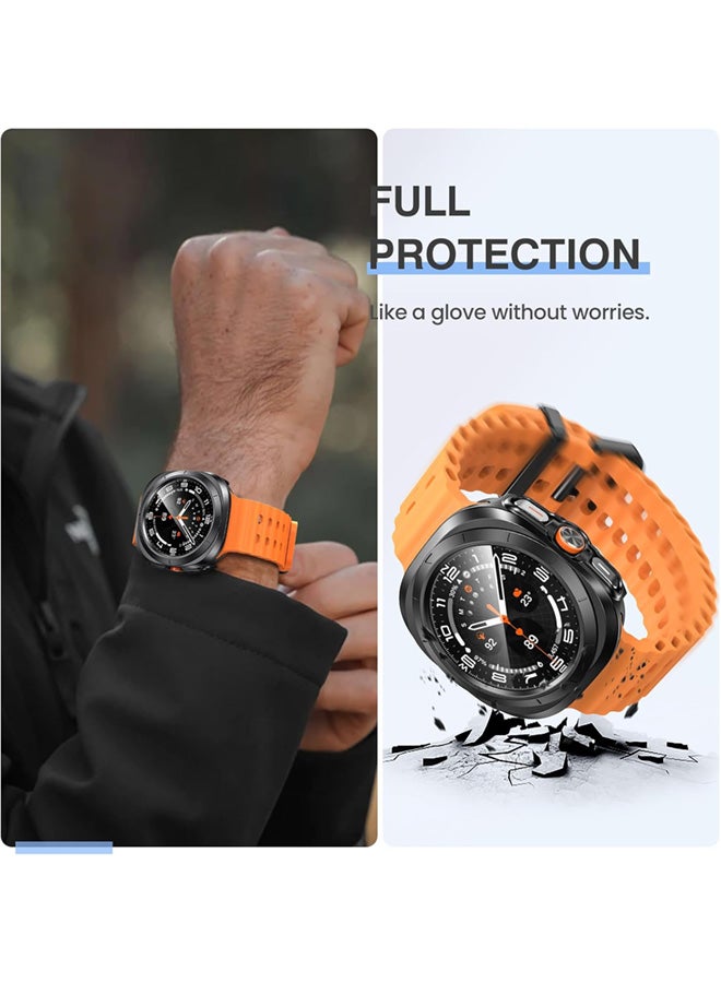 سجيت جراب حماية شاشة Samsung Galaxy Watch Ultra 2025 / Galaxy Watch 7 Ultra 2024 مقاس 47 مم، ملحقات، غطاء وجه واقٍ، إطار صلب مع زجاج مقسى مدمج (47 مم، أسود) - Image 4