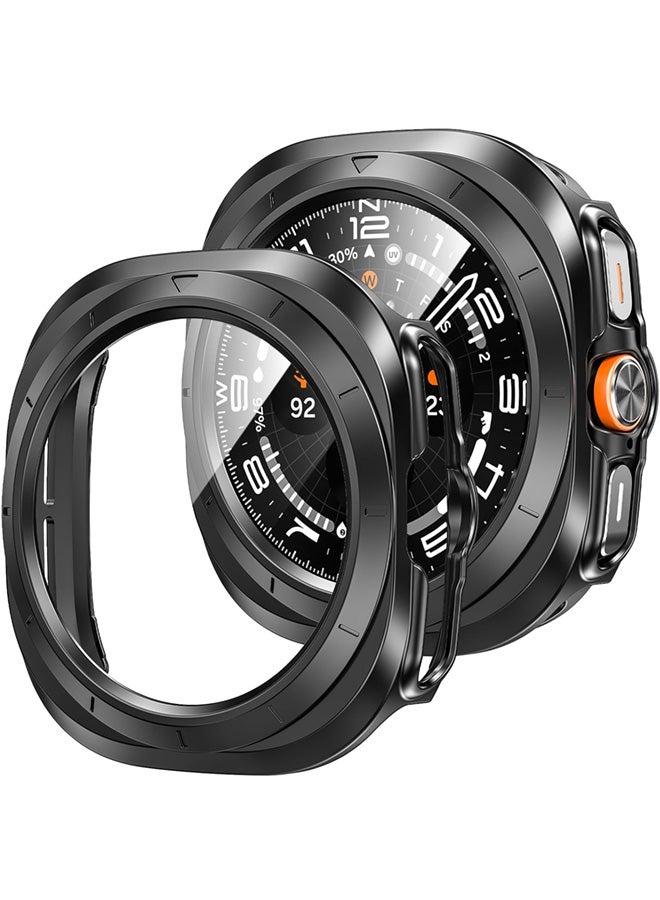 SJet Samsung Galaxy Watch Ultra 2025/Galaxy Watch 7 Ultra 2024 Screen Protector Case 47mm Accessories, Protective Face Cover, Hard Bumper Built-in Tempered Glass Film(47mm, Black)