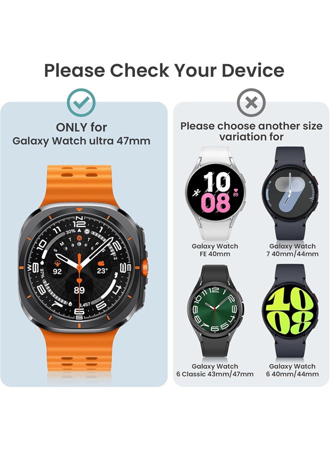 سجيت جراب حماية شاشة Samsung Galaxy Watch Ultra 2025 / Galaxy Watch 7 Ultra 2024 مقاس 47 مم، ملحقات، غطاء وجه واقٍ، إطار صلب مع زجاج مقسى مدمج (47 مم، أسود) - Image 2