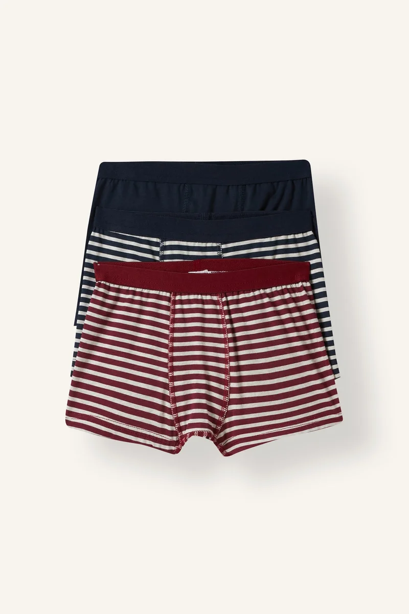 ديفاكتو Boy 3-Pack Striped Elastic Waist Boxers