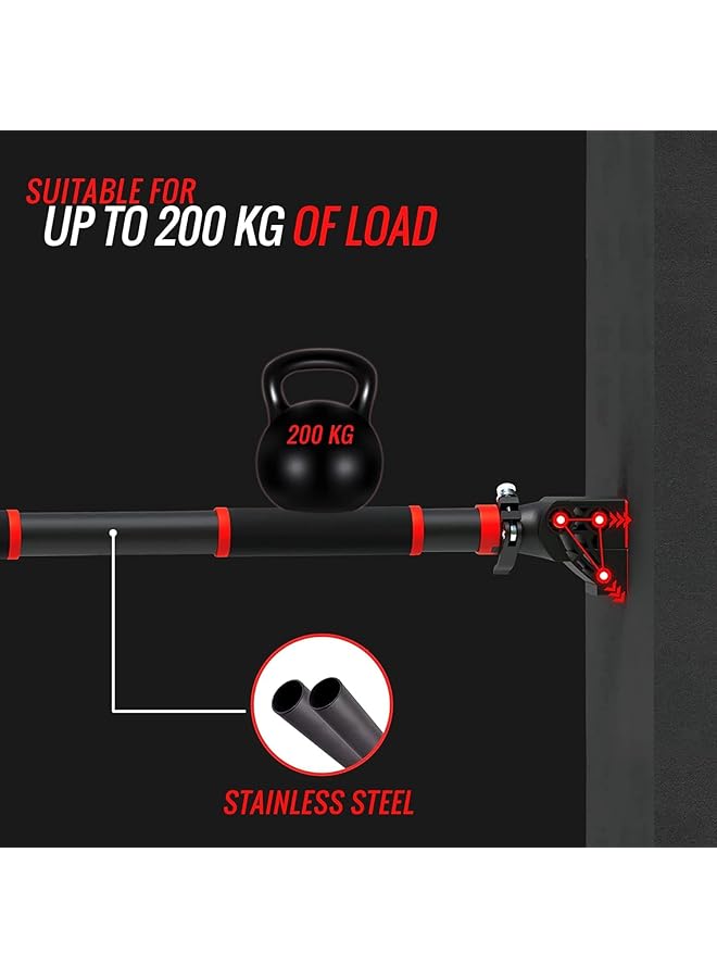 WAMBORY Pull Up Bars for Doorway Chin Up Bar with Adjustable Width Locking No Screw Strength Training Equipment Upper Body Fitness Workout Bar for Home Gyms (red Max Load 200kg) - Image 4