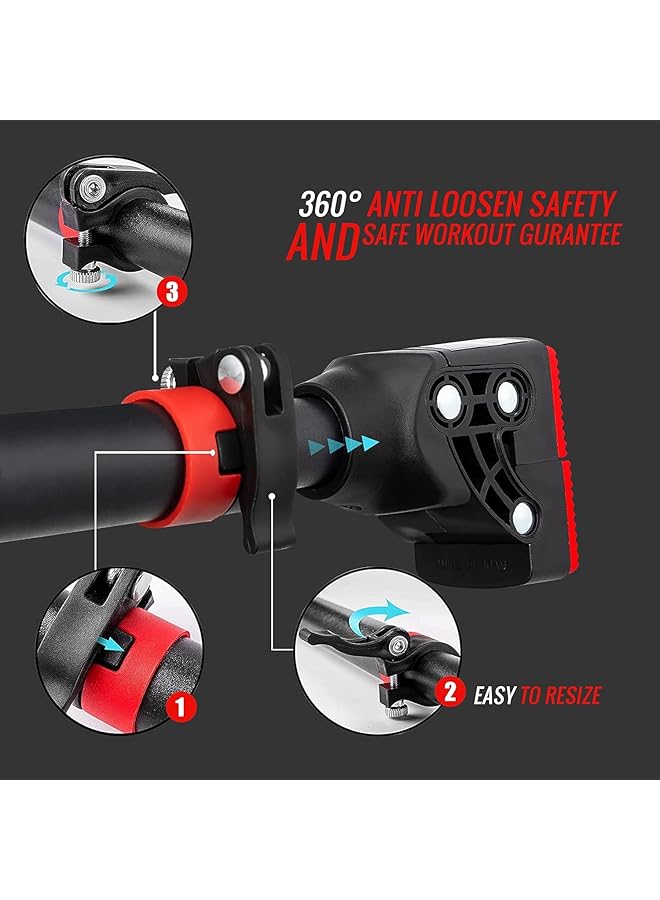 WAMBORY Pull Up Bars for Doorway Chin Up Bar with Adjustable Width Locking No Screw Strength Training Equipment Upper Body Fitness Workout Bar for Home Gyms (red Max Load 200kg) - Image 3