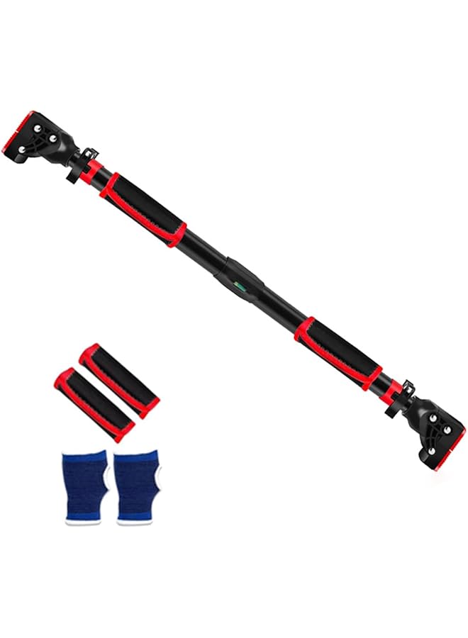 WAMBORY Pull Up Bars for Doorway Chin Up Bar with Adjustable Width Locking No Screw Strength Training Equipment Upper Body Fitness Workout Bar for Home Gyms (red Max Load 200kg) - Image 1