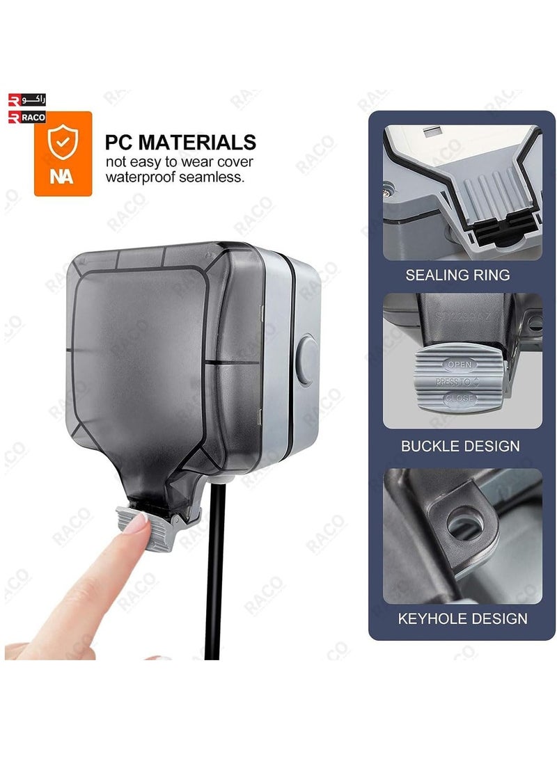 RACO Waterproof Socket Extension Board Heavy Duty Cable Power Cord Socket Cover IP66 Rated 13A UK Plug 220 250 V Socket Ideal for Various Outdoor Uses - Image 3