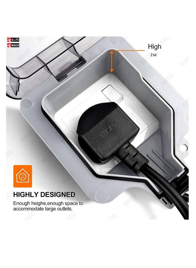 RACO Waterproof Socket Extension Board Heavy Duty Cable Power Cord Socket Cover IP66 Rated 13A UK Plug 220 250 V Socket Ideal for Various Outdoor Uses - Image 4