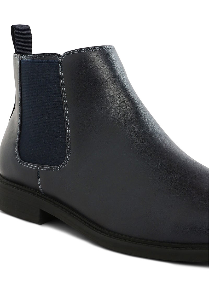 لندن راج أحذية تشيلسي رجالية من لندن راغ مصنوعة من الجلد الصناعي باللون الكحلي - Image 5