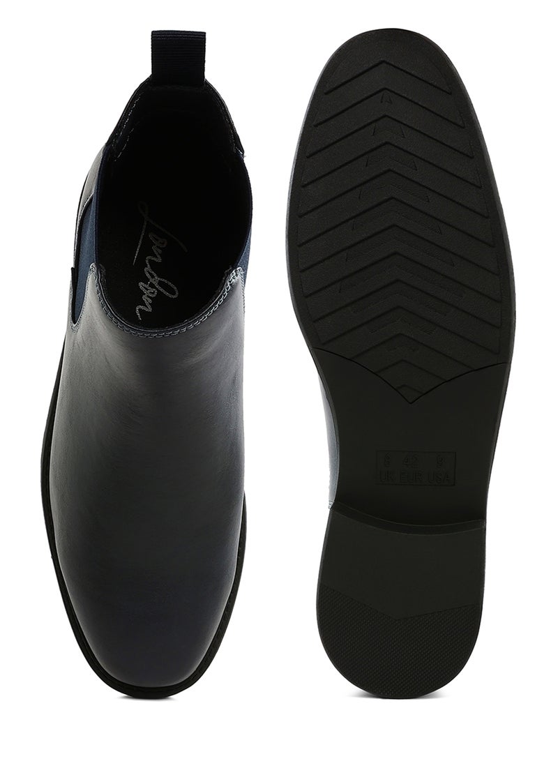 لندن راج أحذية تشيلسي رجالية من لندن راغ مصنوعة من الجلد الصناعي باللون الكحلي - Image 4