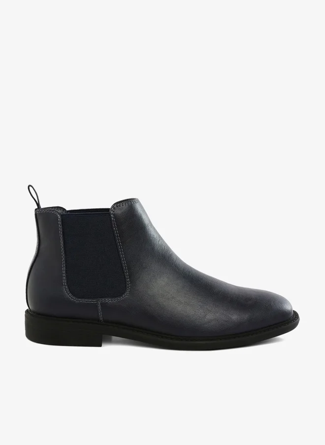 London Rag Men's Faux Leather Chelsea Boots in Navy