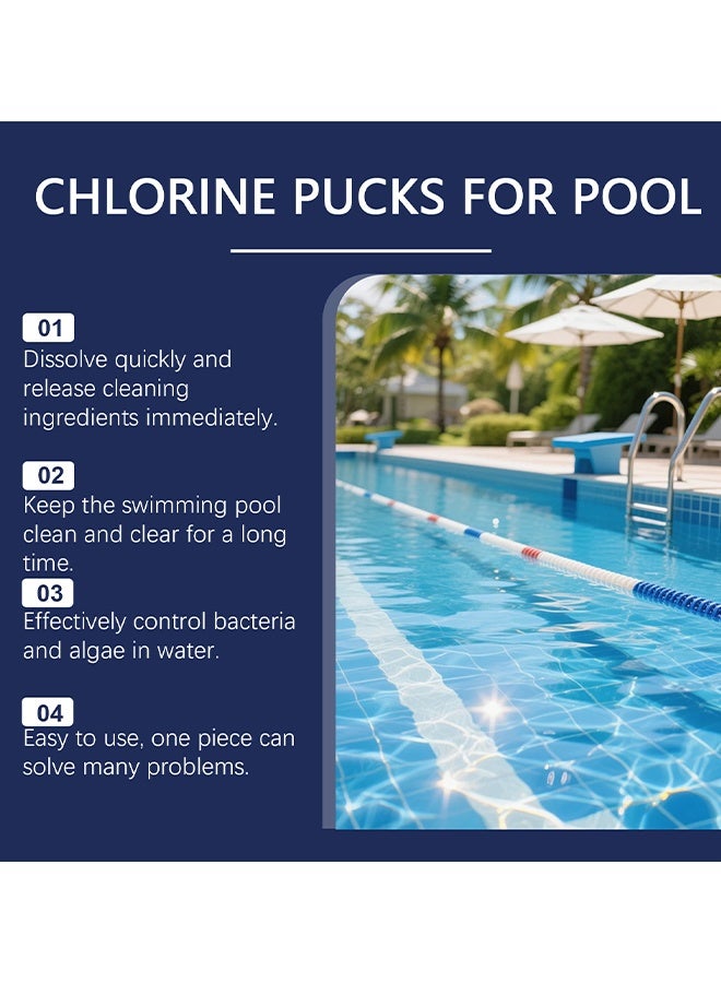 JUE FISH Chlorine Pucks For Pool, Chlorinating Tablets Clear Pool Cleaning Tablets, Eliminates Bacteria And Algae, Makes Water Clean And Crystal Clear, Sanitizes And Protects, For Swimming Pool Disinfection, 300g - Image 5