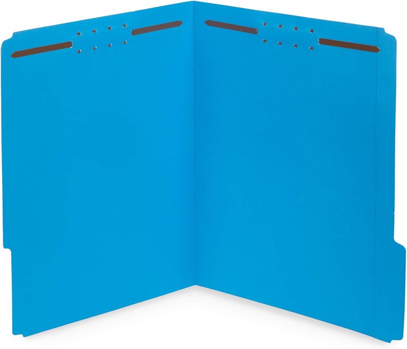Blue Summit Supplies 50 مجلدات ملفات مثبتة - 1/3 قطع مع علامات معززة - مجلدات زرقاء متينة مع دبابيس - تصميم بدبوسين لملفات طبية، ملفات عملاء قانونيين، تقارير مكتبية - حجم خطاب - Image 1