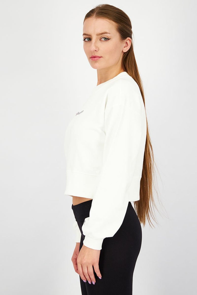 Champion Women Sportswear Fit Long Sleeves Training Sweaters, White - Image 4
