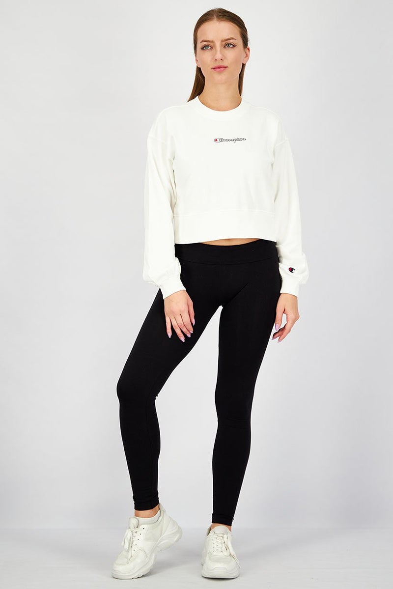 Champion Women Sportswear Fit Long Sleeves Training Sweaters, White - Image 3