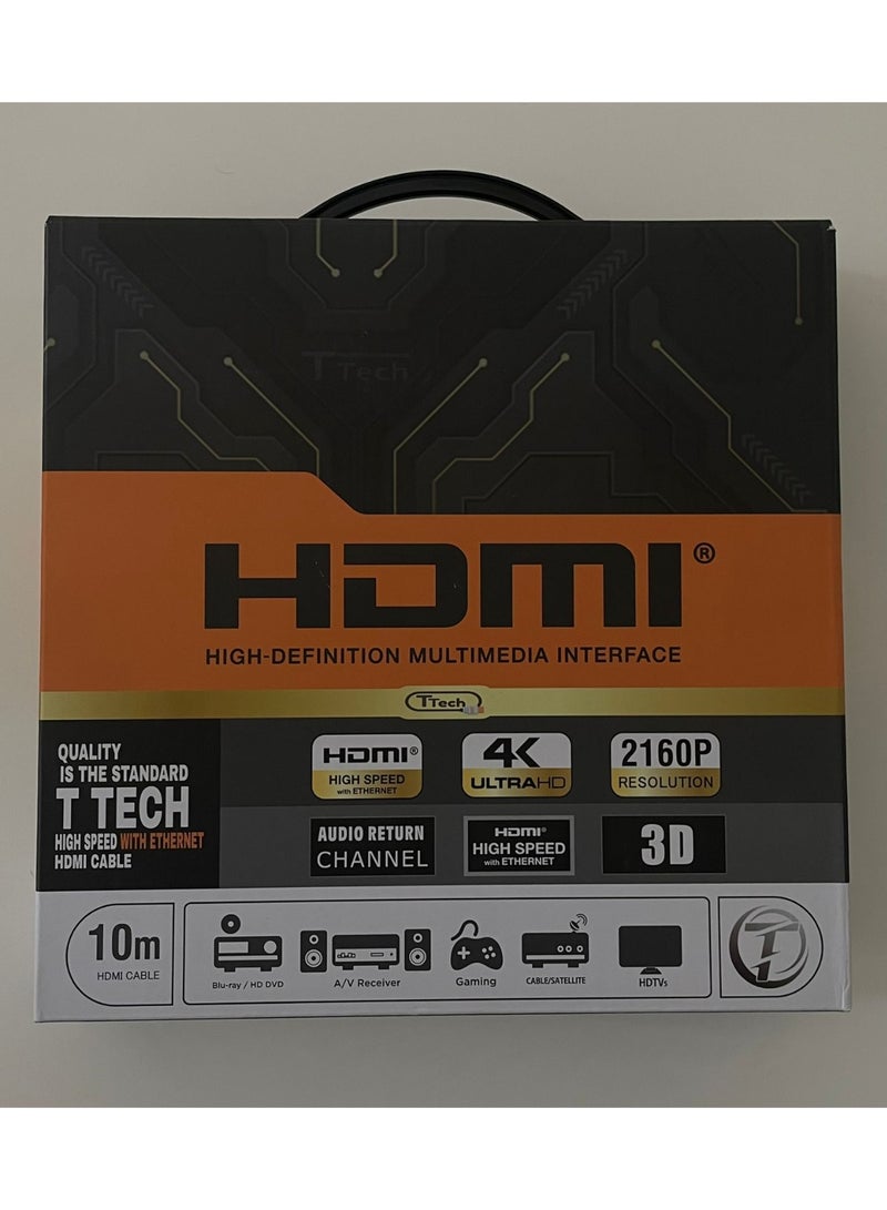T Tech High Speed HDMI Cable with 4K Ultra HD 2160P Resolution and 3D Support – Gold Plated, in Black Color - Image 2