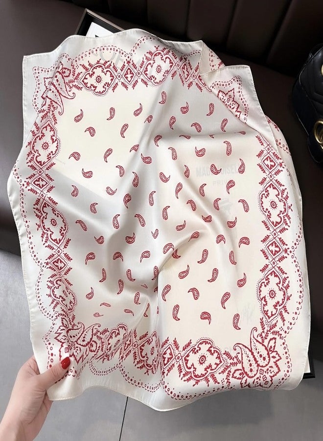 Wuliim 27.5” Satin Scarf - Super Soft & Lightweight Silky Head Bandanas, Versatile Fashion Scarf for Women Hair Wrap Handbags, Red-white, Standard - Image 3
