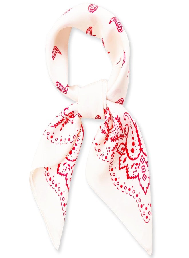 Wuliim 27.5” Satin Scarf - Super Soft & Lightweight Silky Head Bandanas, Versatile Fashion Scarf for Women Hair Wrap Handbags, Red-white, Standard - Image 1